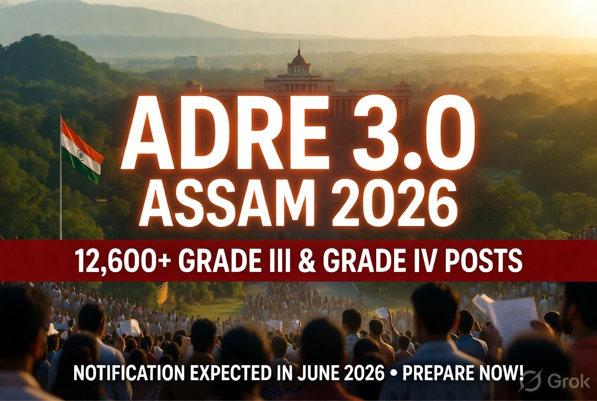 ADRE 3.0 Assam 2026 - 12600+ Grade III and Grade IV Government Jobs in Assam